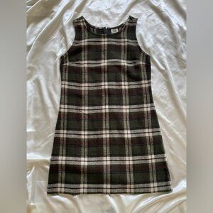 Vintage 1990s American Eagle Green Plaid Shift Mini Dress Academia Grunge Sz 2